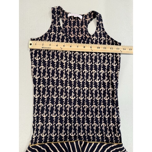 OndadeMar Tank Dress Womens XS Cover Up Stretch Ruffles Nautical Anchor Travel - Picture 4 of 5